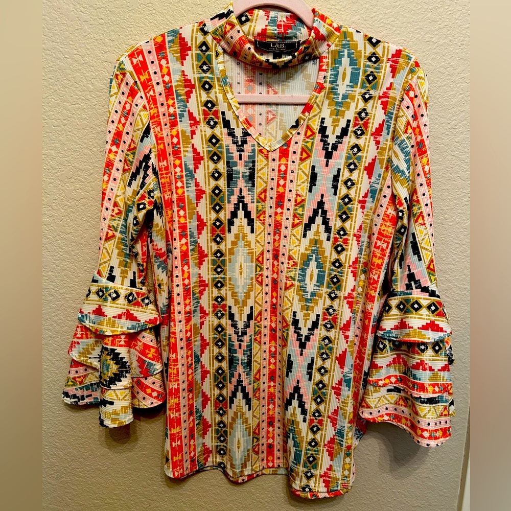 Multicolor Aztec Patterned Women's Top